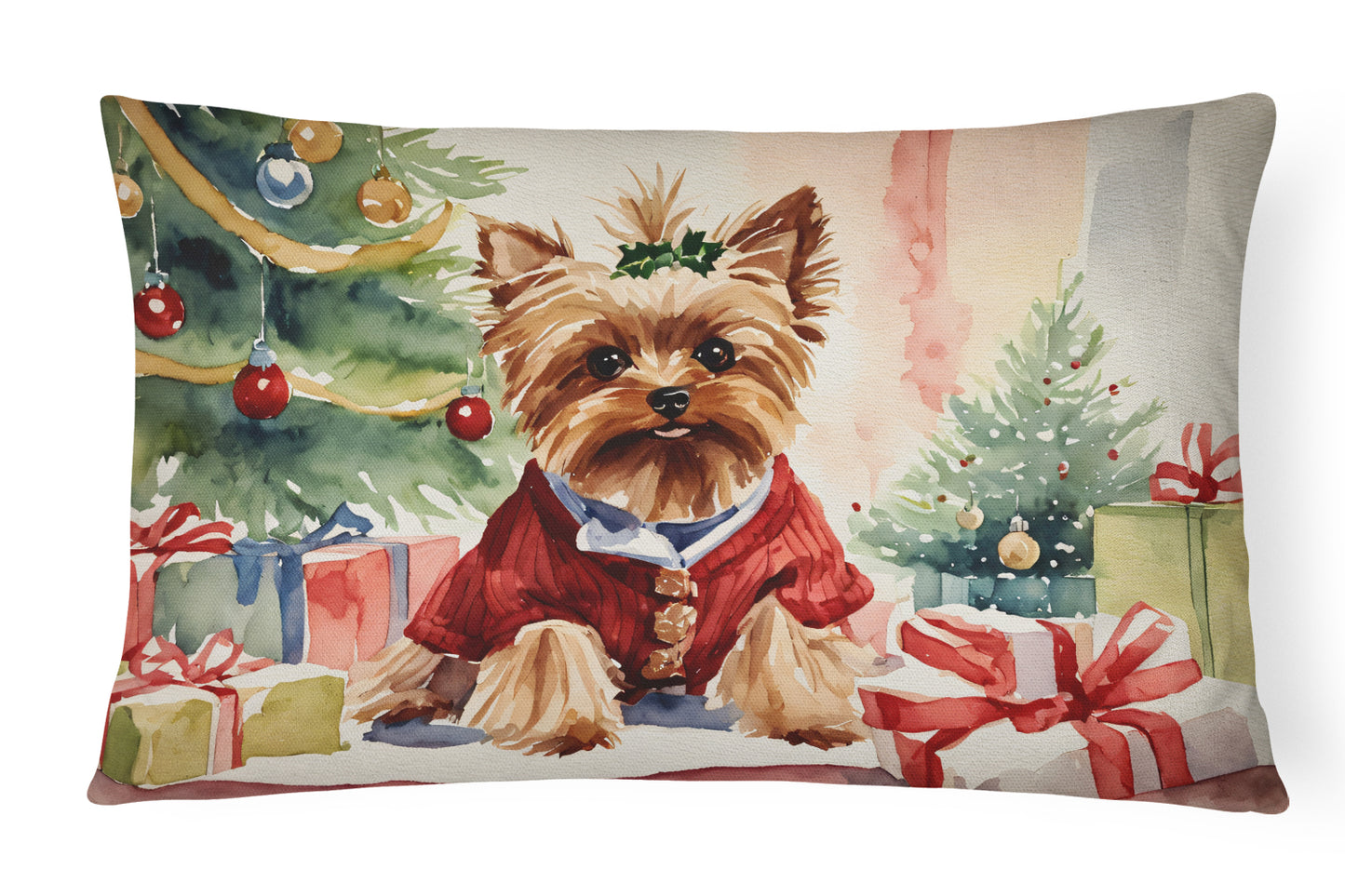 Buy this Yorkie Christmas Throw Pillow