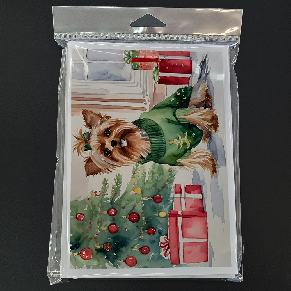 Yorkie Christmas Greeting Cards Pack of 8