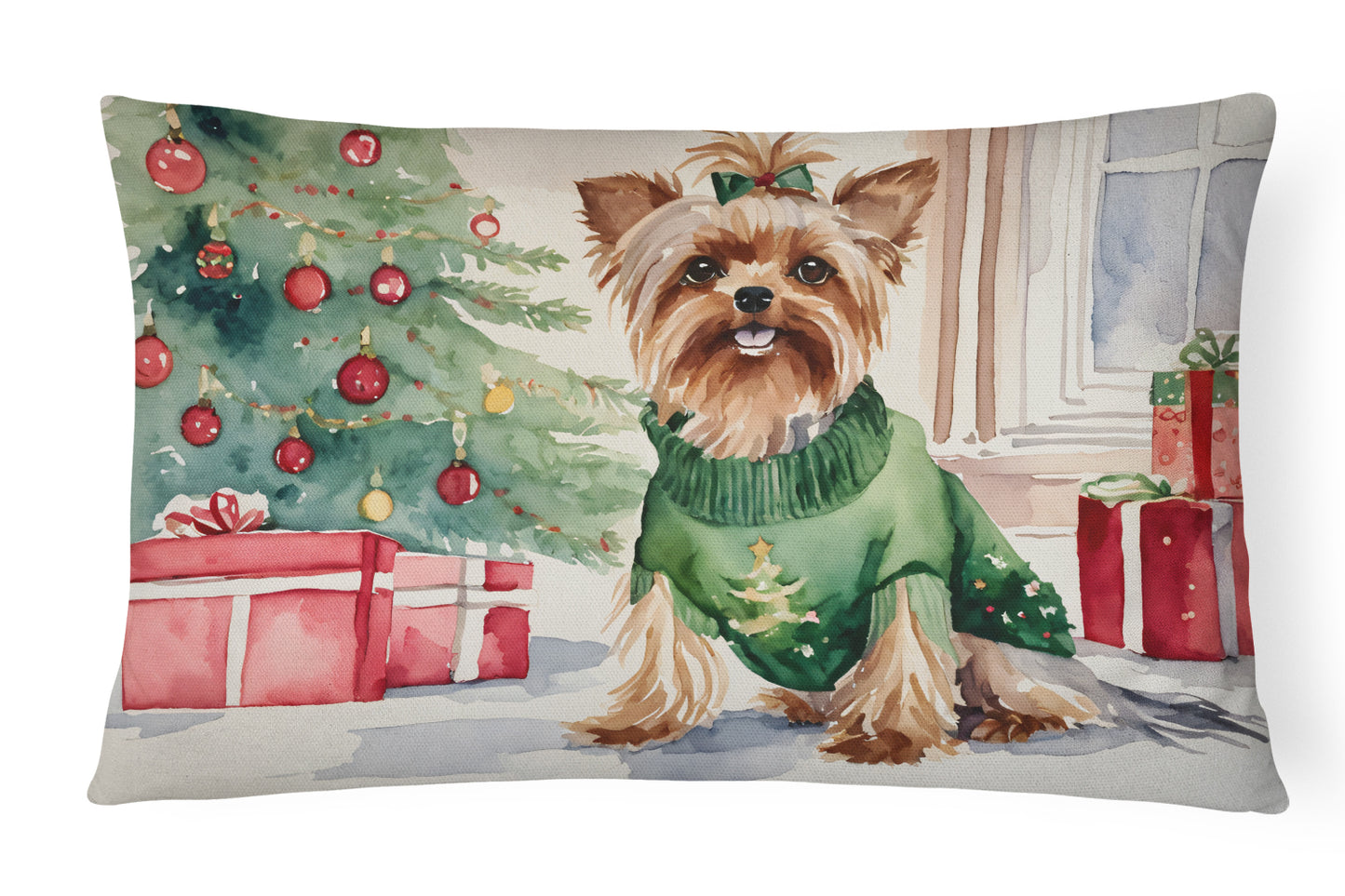 Buy this Yorkie Christmas Throw Pillow