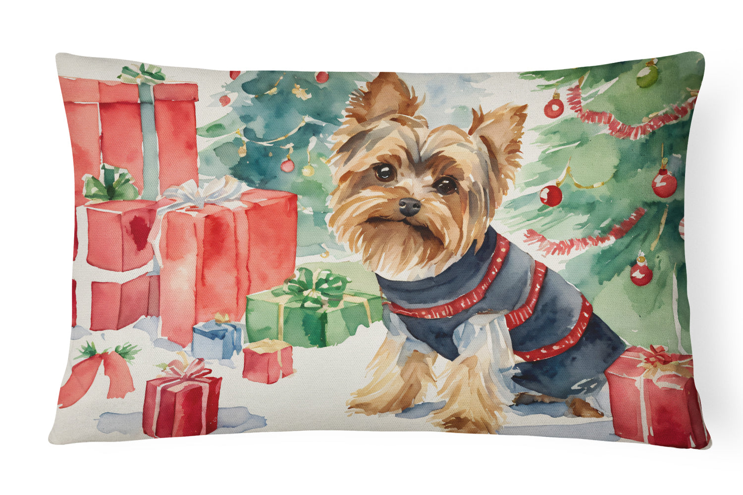 Buy this Yorkie Christmas Throw Pillow