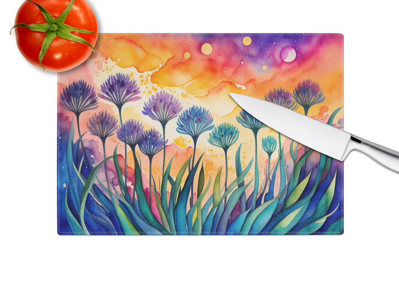 Agapanthus in Color Glass Cutting Board