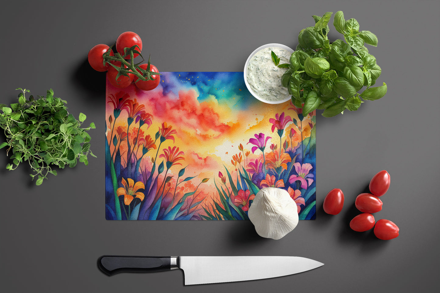 Alstroemerias in Color Glass Cutting Board