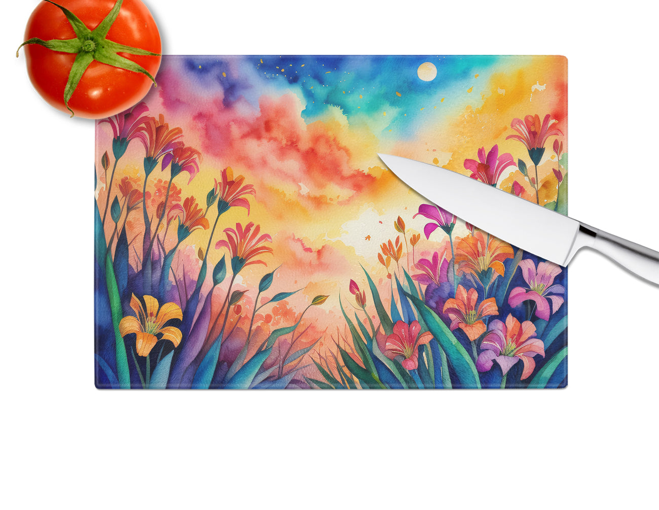 Alstroemerias in Color Glass Cutting Board