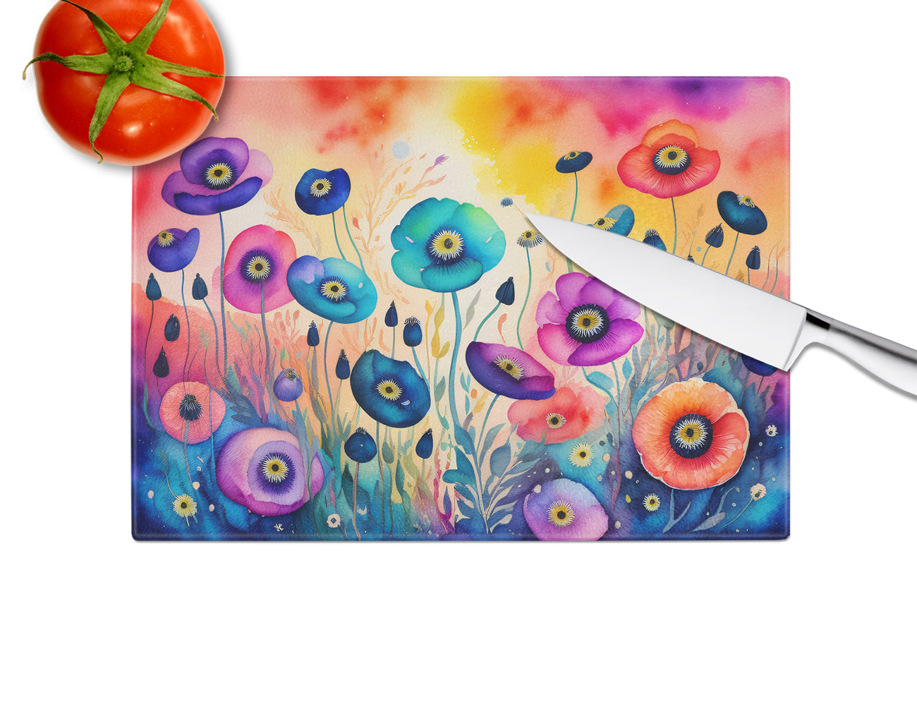 Anemones in Color Glass Cutting Board