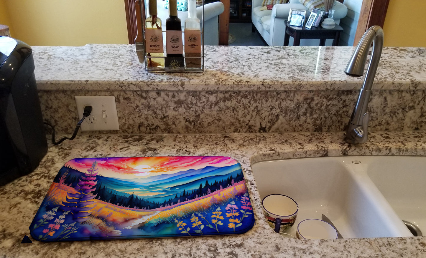 Annual Larkspur in Color Dish Drying Mat