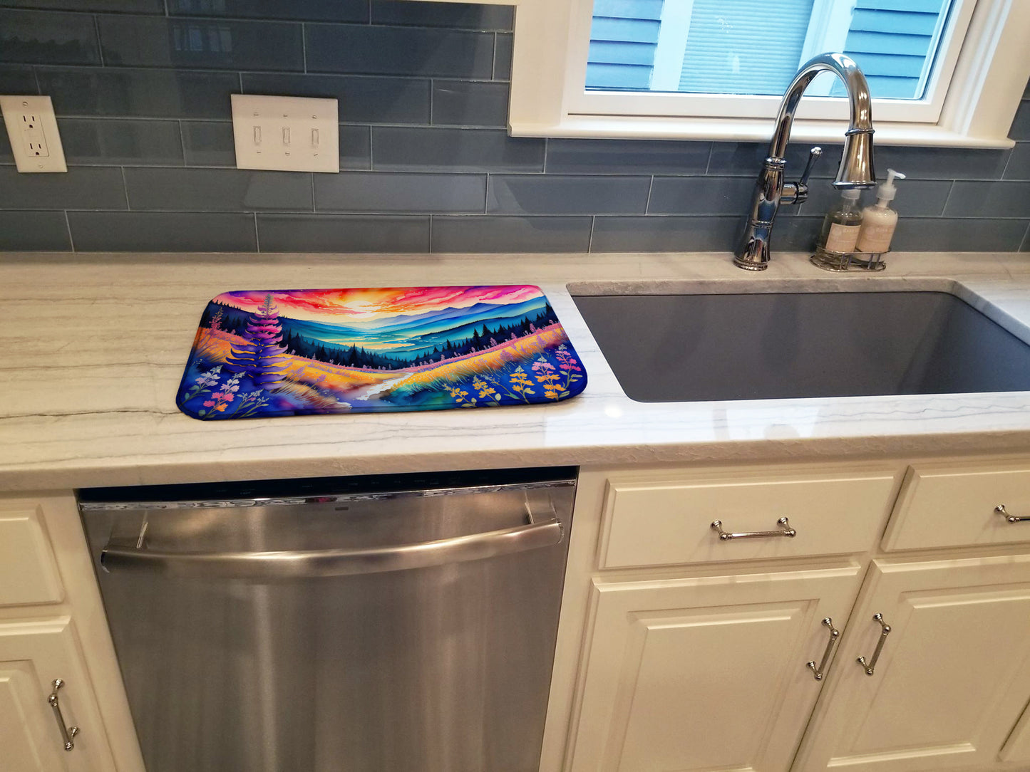 Annual Larkspur in Color Dish Drying Mat