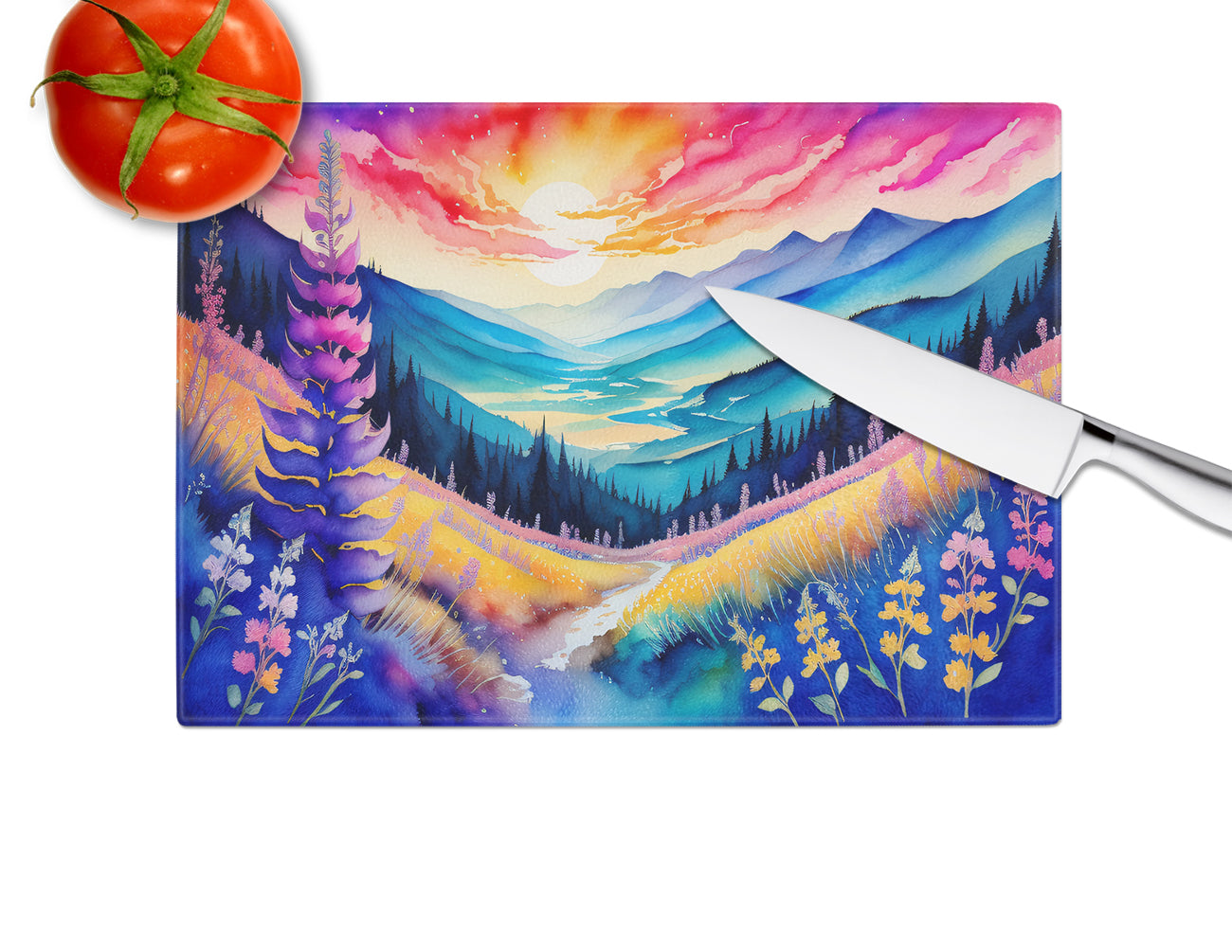 Annual Larkspur in Color Glass Cutting Board