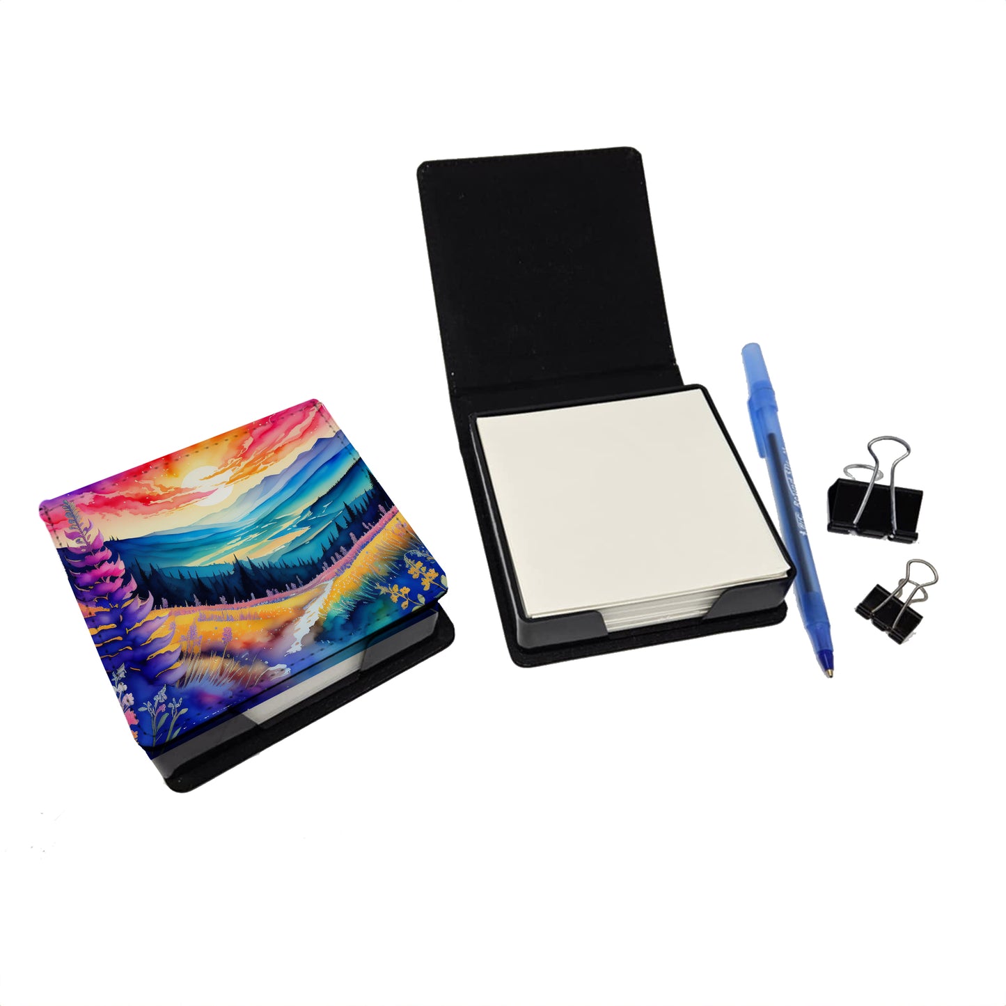 Annual Larkspur in Color PU Leather Note Paper Holder