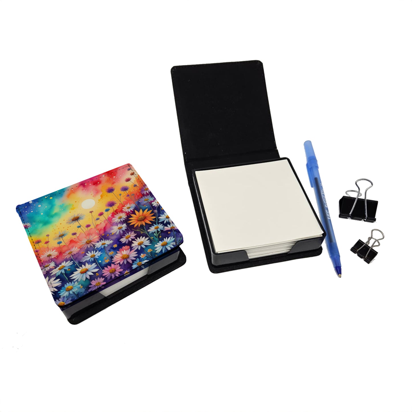 Asters in Color PU Leather Note Paper Holder