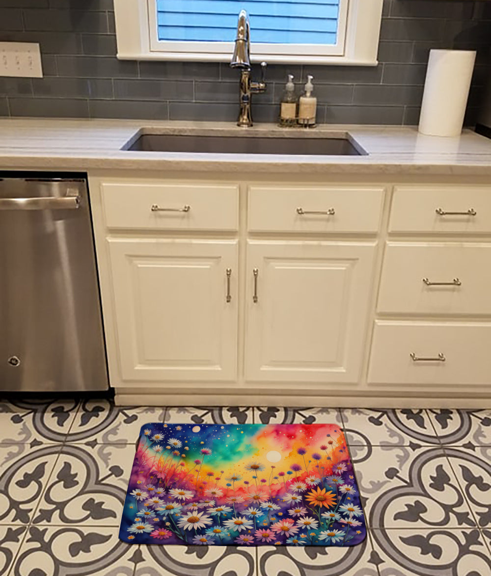 Asters in Color Memory Foam Kitchen Mat