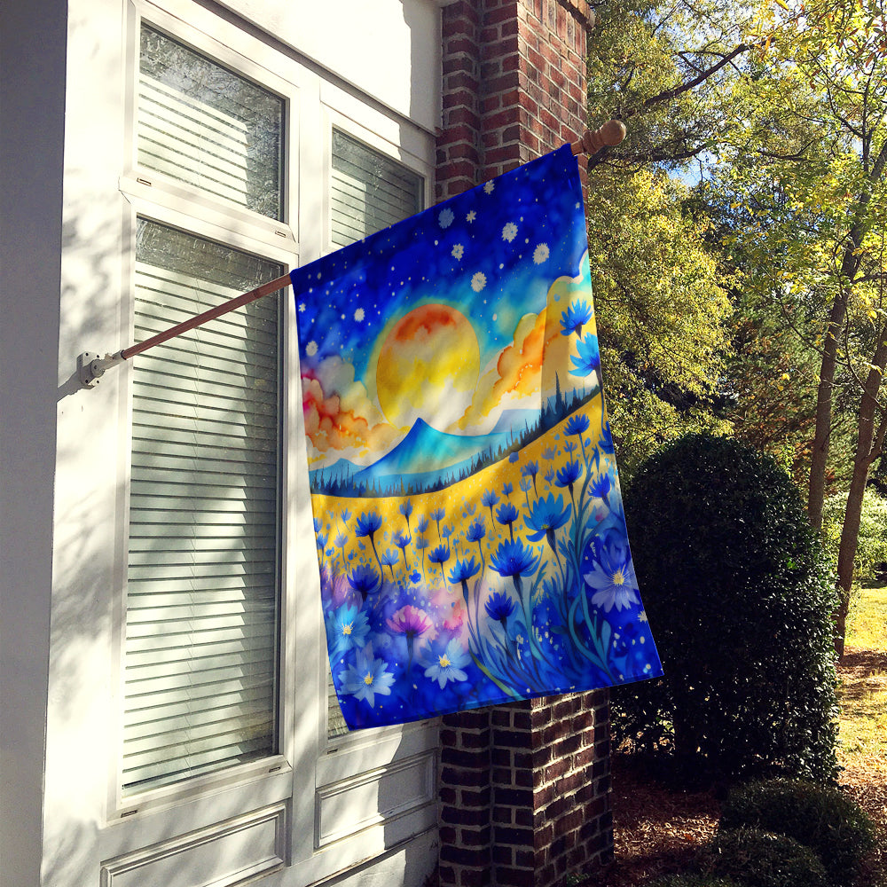 Blue Cornflowers in Color House Flag
