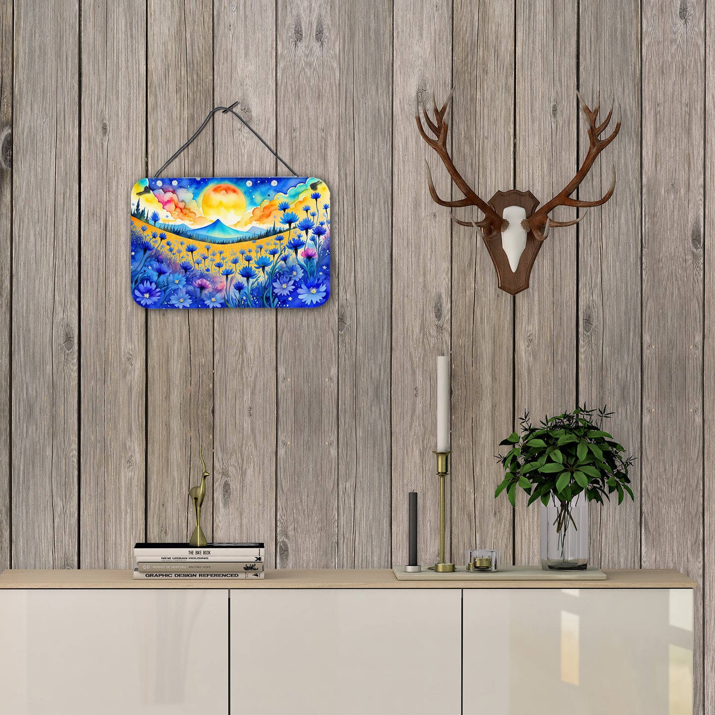 Blue Cornflowers in Color Wall or Door Hanging Prints