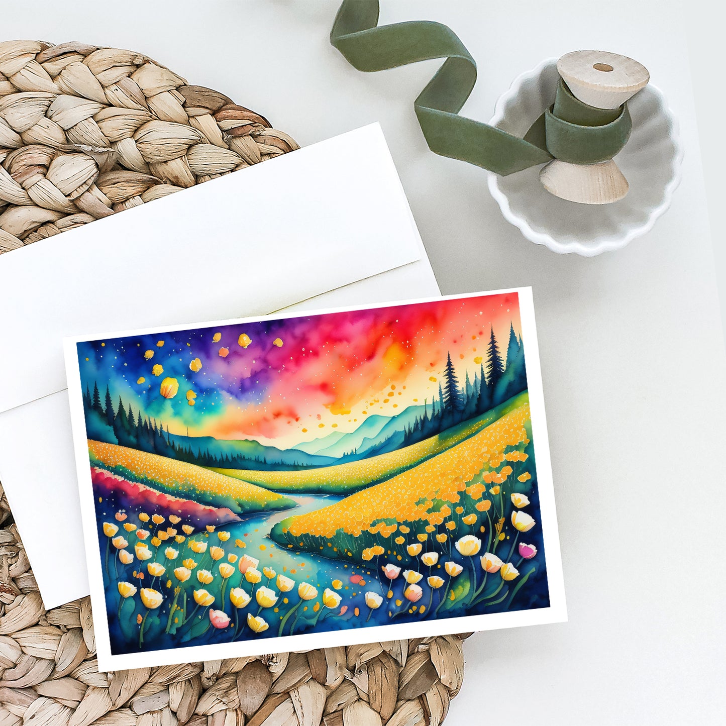 Buttercups in Color Greeting Cards Pack of 8