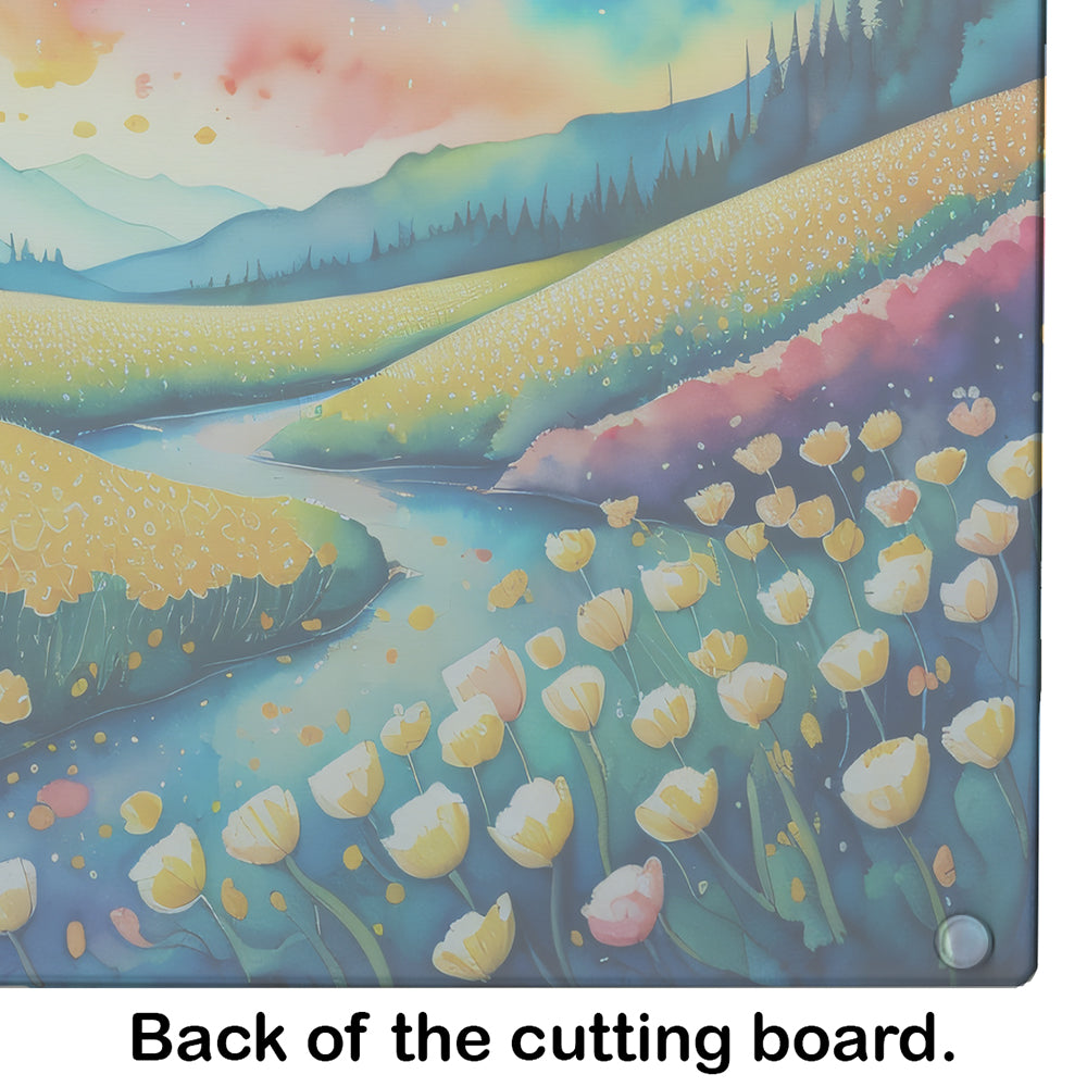 Buttercups in Color Glass Cutting Board