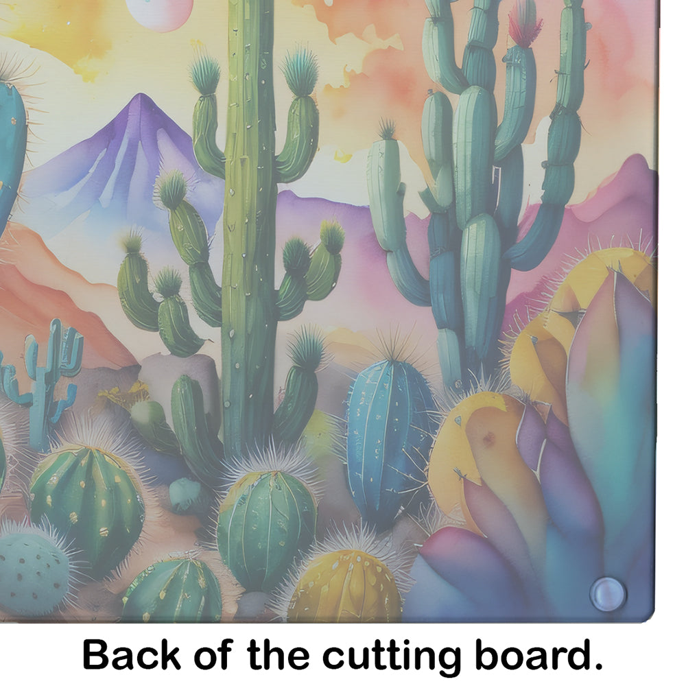 Cactus in Color Glass Cutting Board