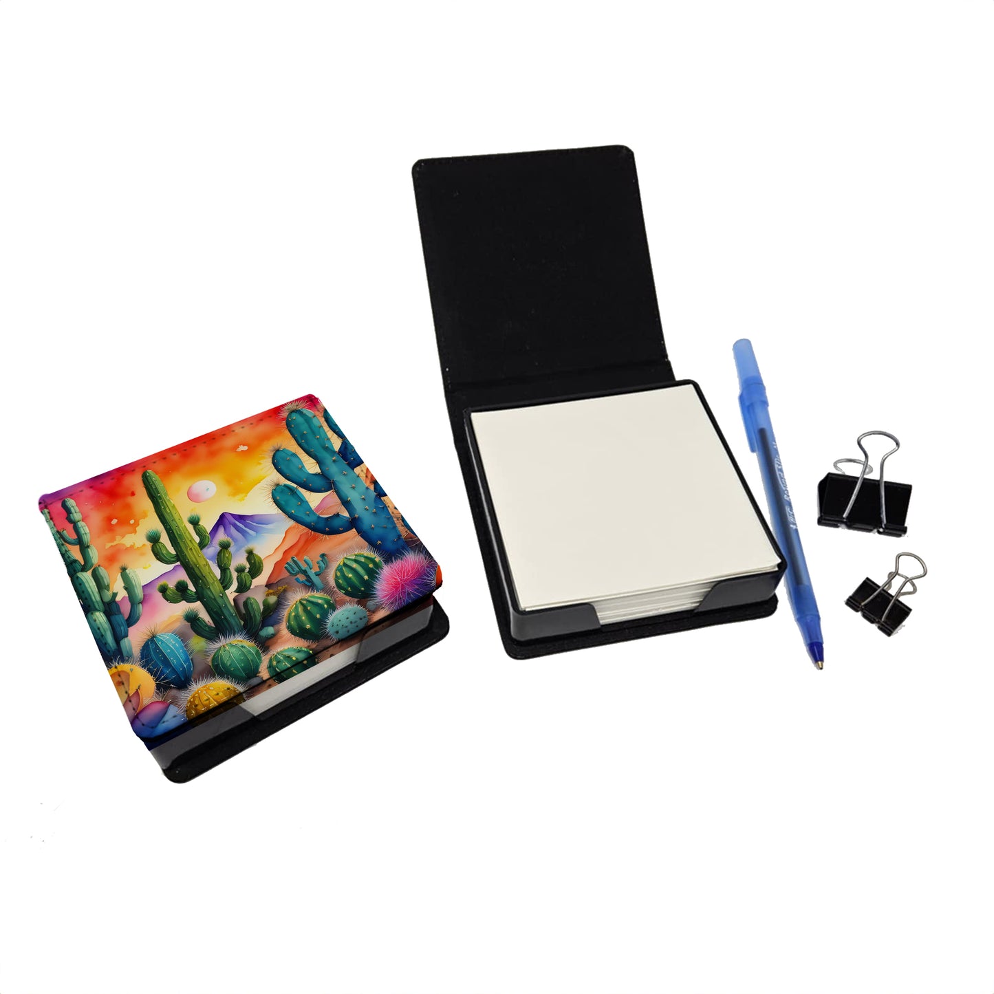 Cactus in Color PU Leather Note Paper Holder