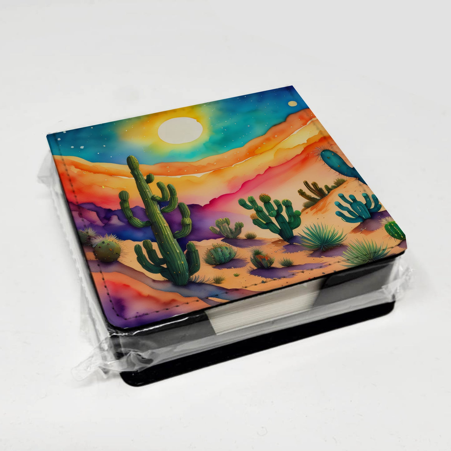 Cactus in Color PU Leather Note Paper Holder