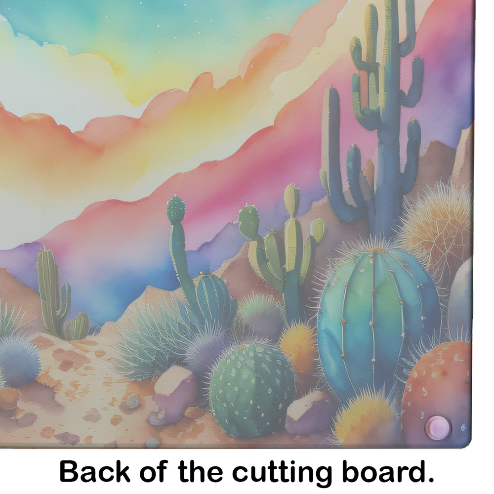 Cactus in Color Glass Cutting Board