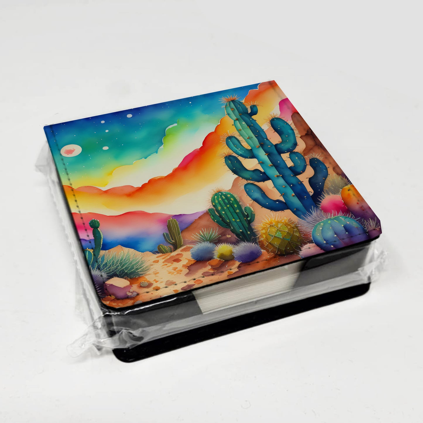 Cactus in Color PU Leather Note Paper Holder