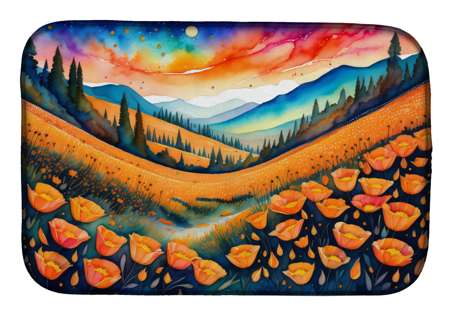 Buy this California Poppies in Color Dish Drying Mat