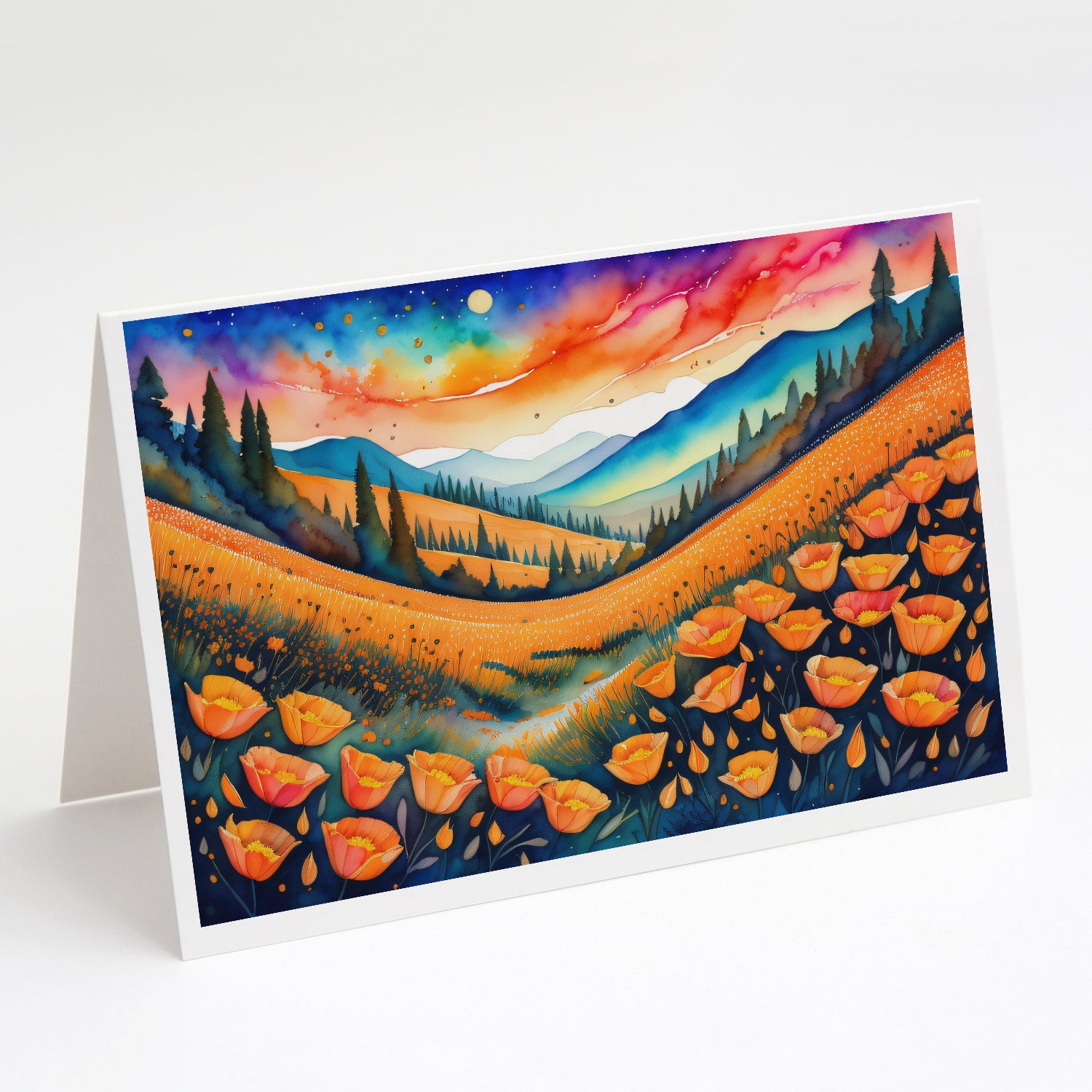 Buy this California Poppies in Color Greeting Cards Pack of 8