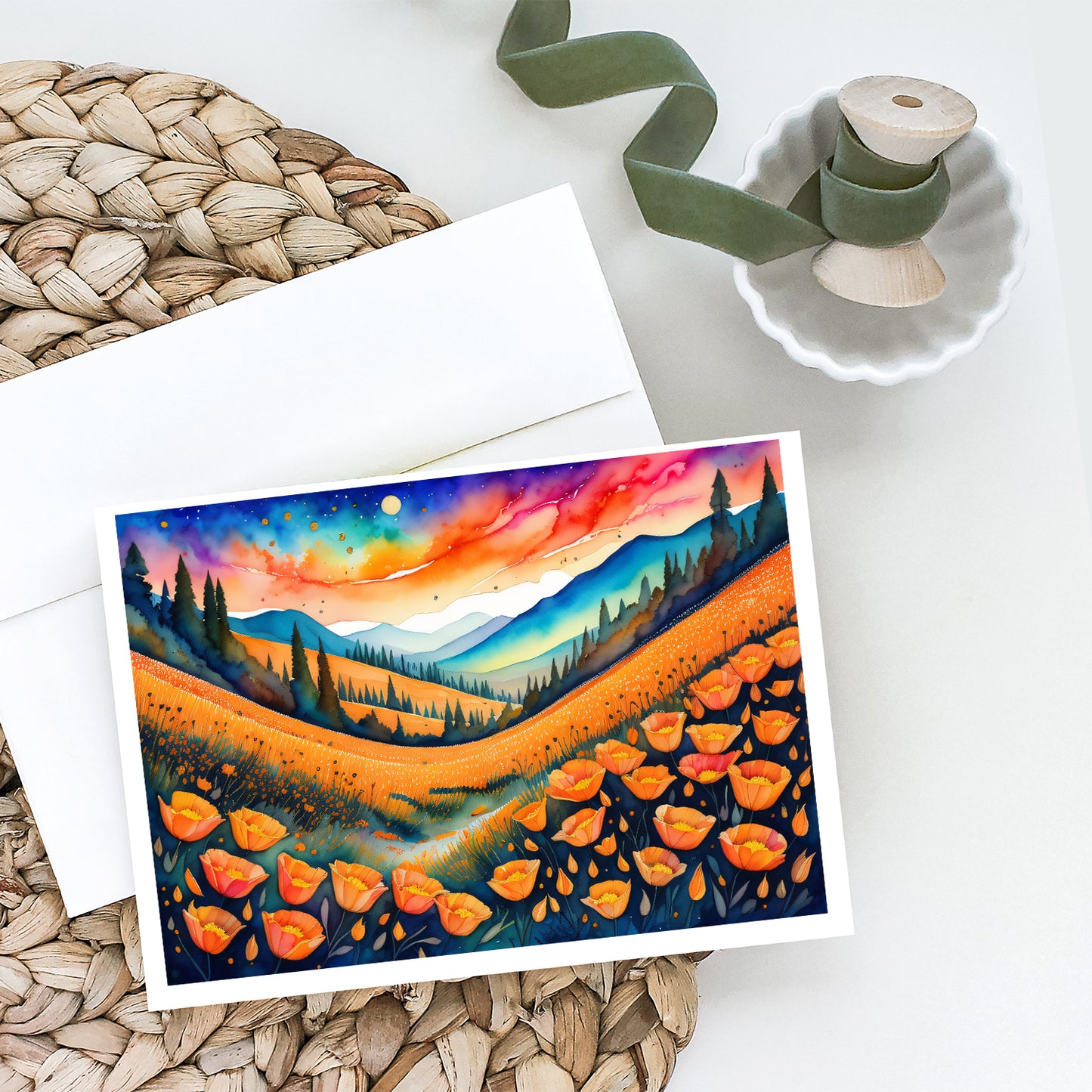 California Poppies in Color Greeting Cards Pack of 8