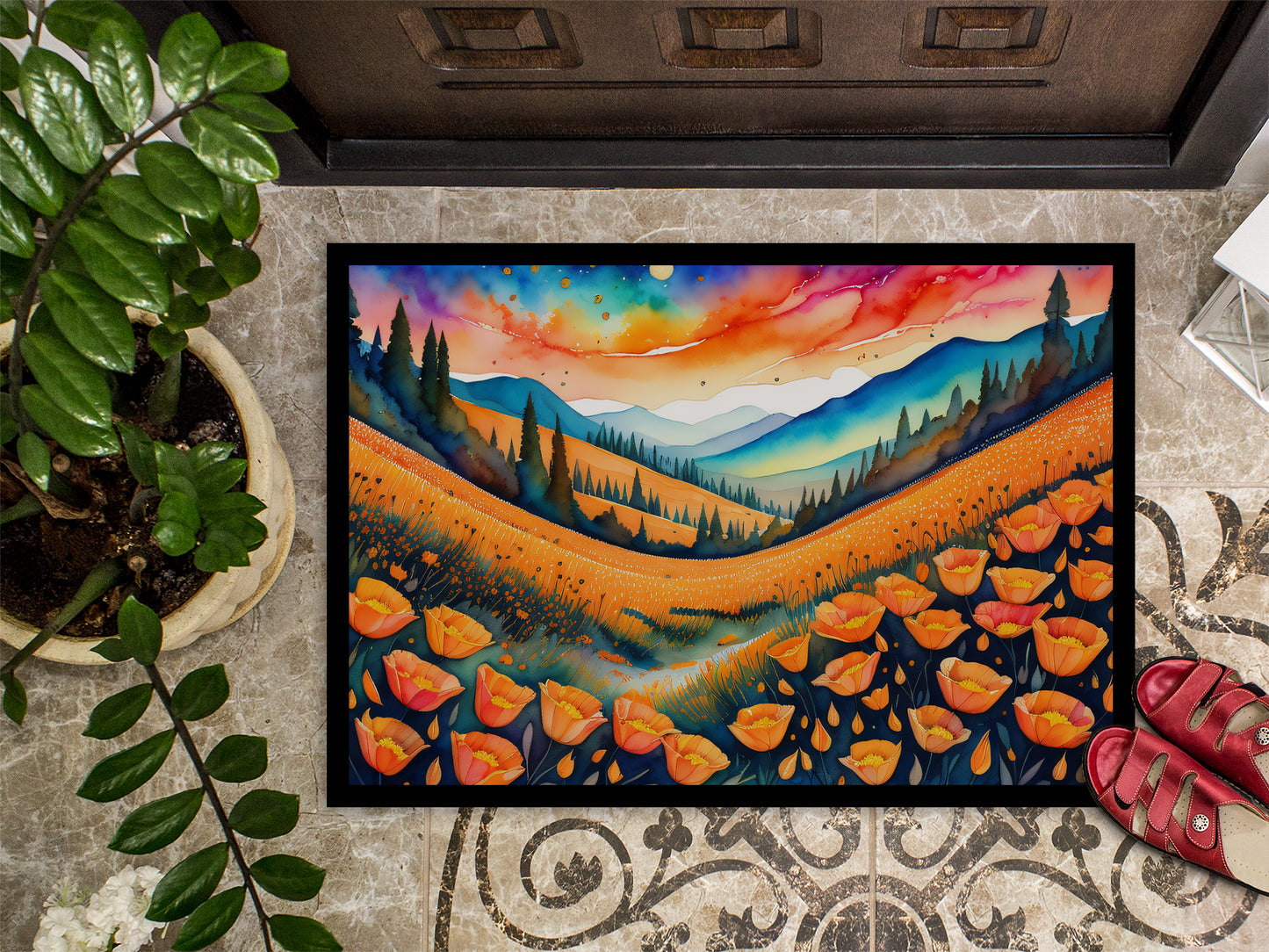 California Poppies in Color Doormat