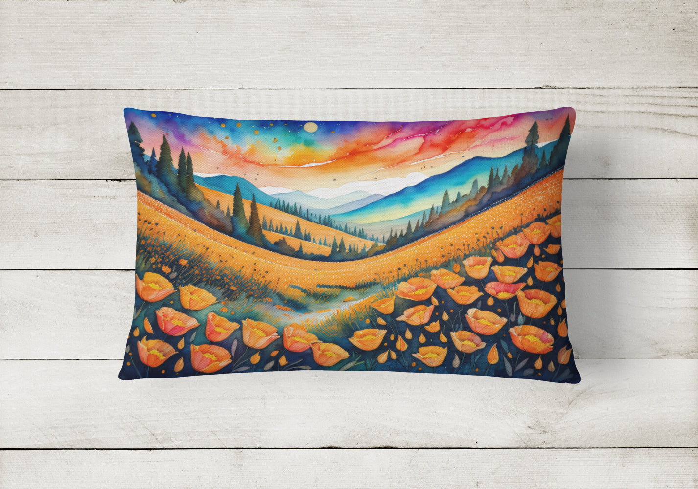 California Poppies in Color Throw Pillow