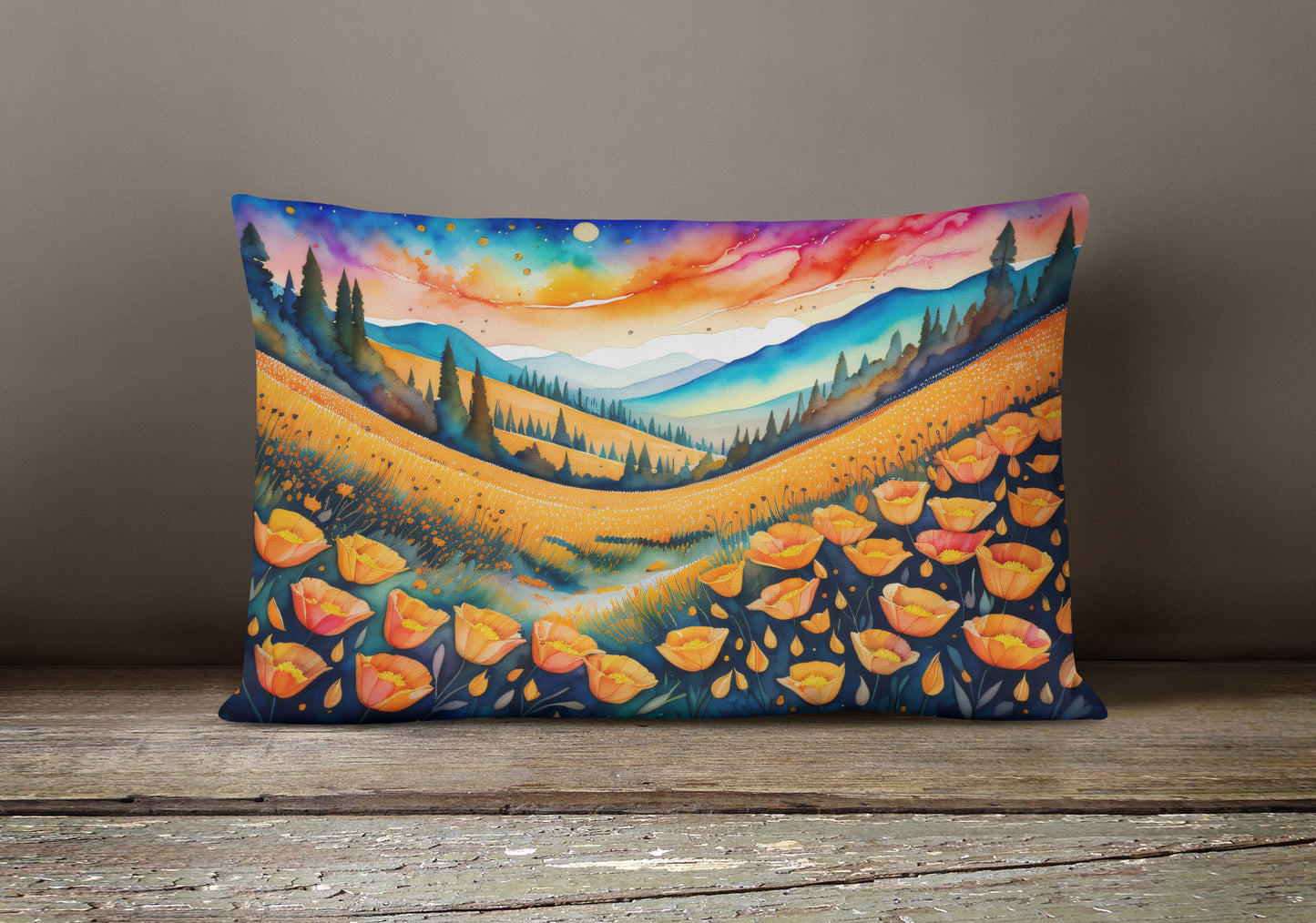 California Poppies in Color Throw Pillow