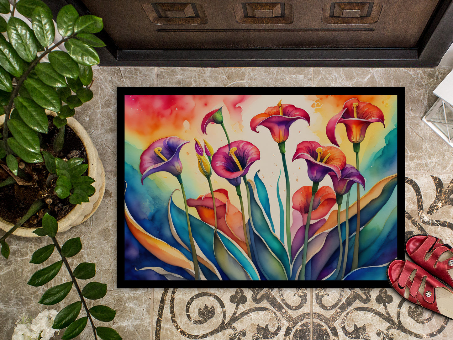 Calla Lilies in Color Doormat