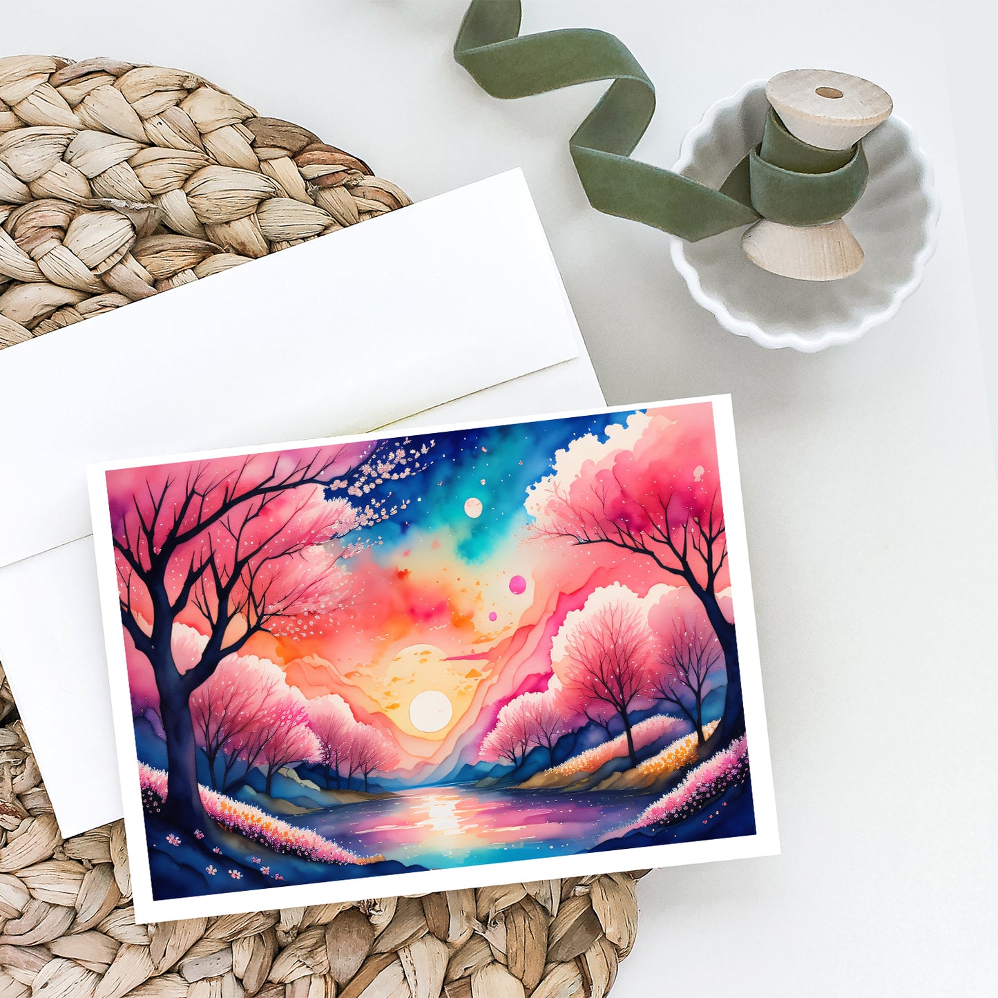 Cherry Blossom in Color Greeting Cards Pack of 8