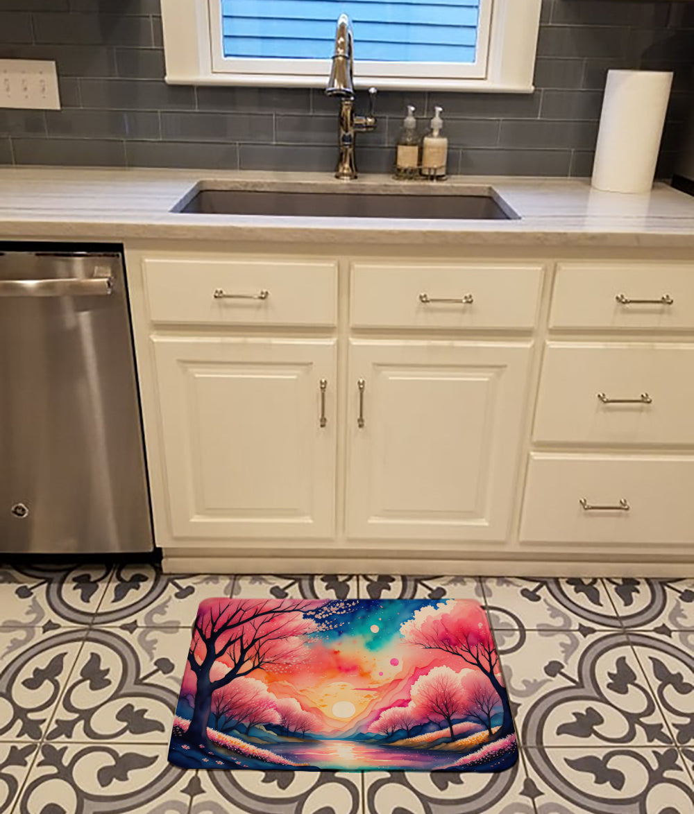 Cherry Blossom in Color Memory Foam Kitchen Mat