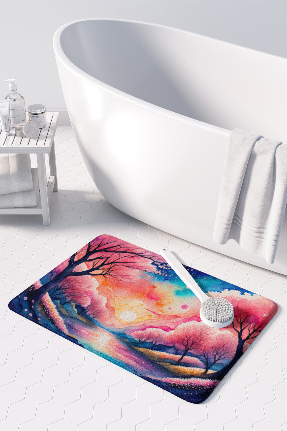 Cherry Blossom in Color Memory Foam Kitchen Mat