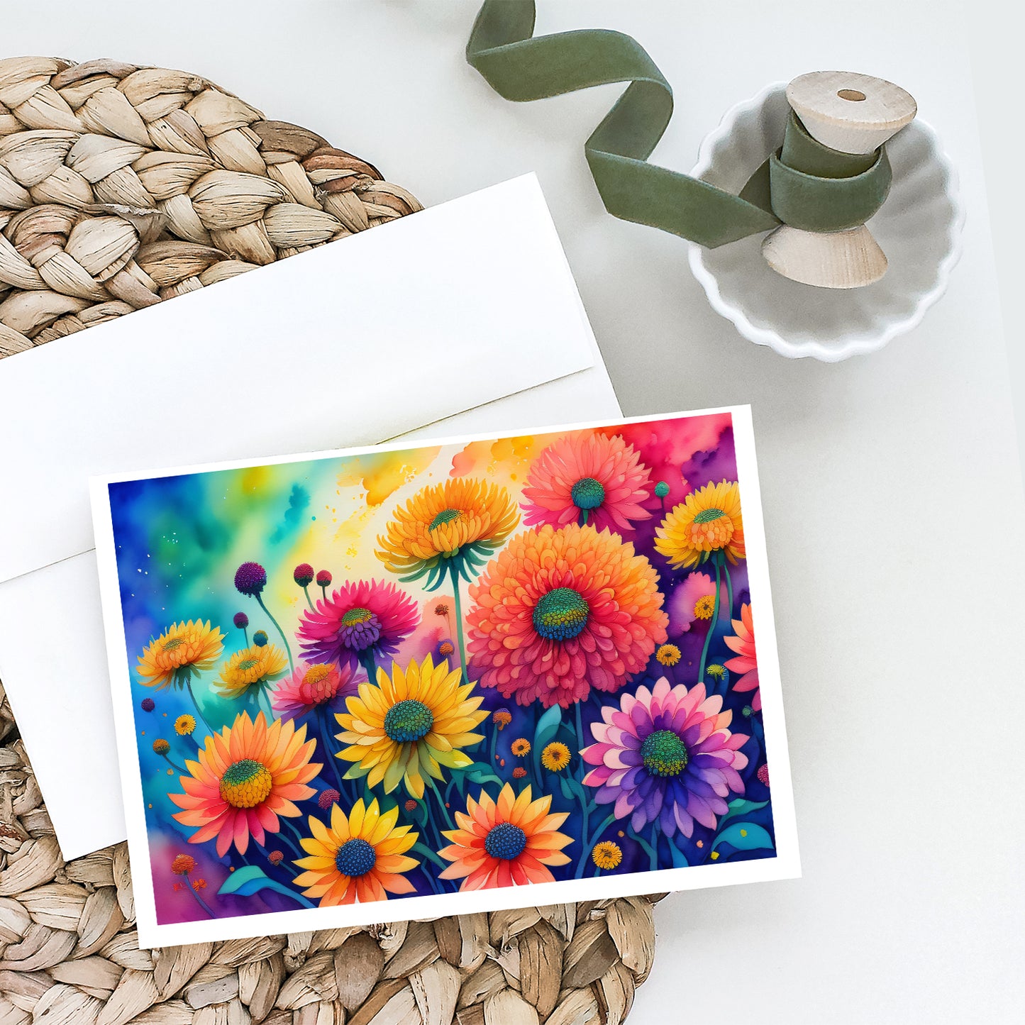 Chrysanthemums in Color Greeting Cards Pack of 8