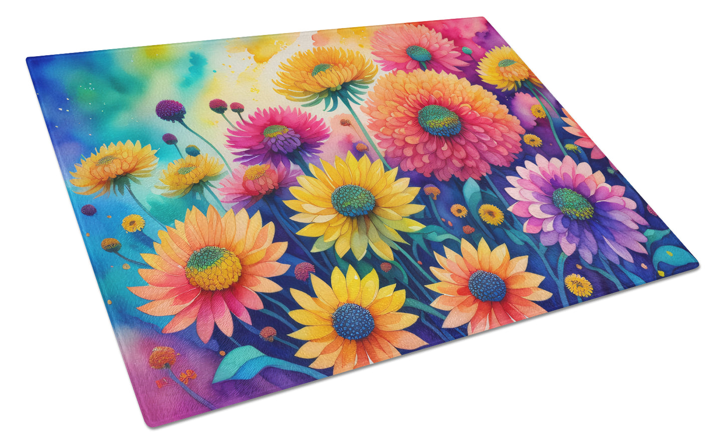 Buy this Chrysanthemums in Color Glass Cutting Board