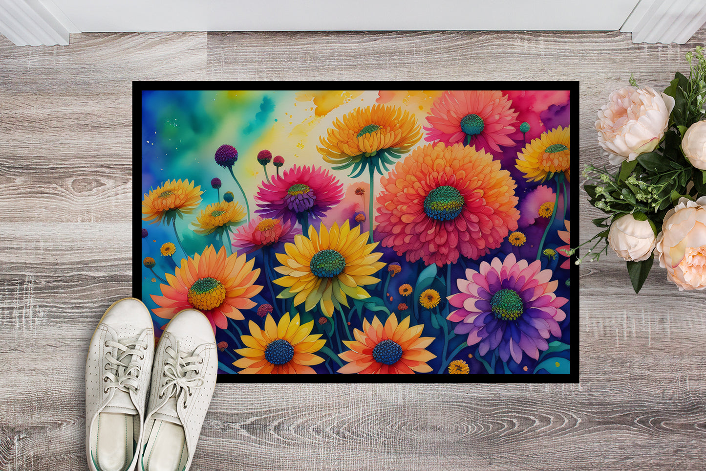 Chrysanthemums in Color Doormat