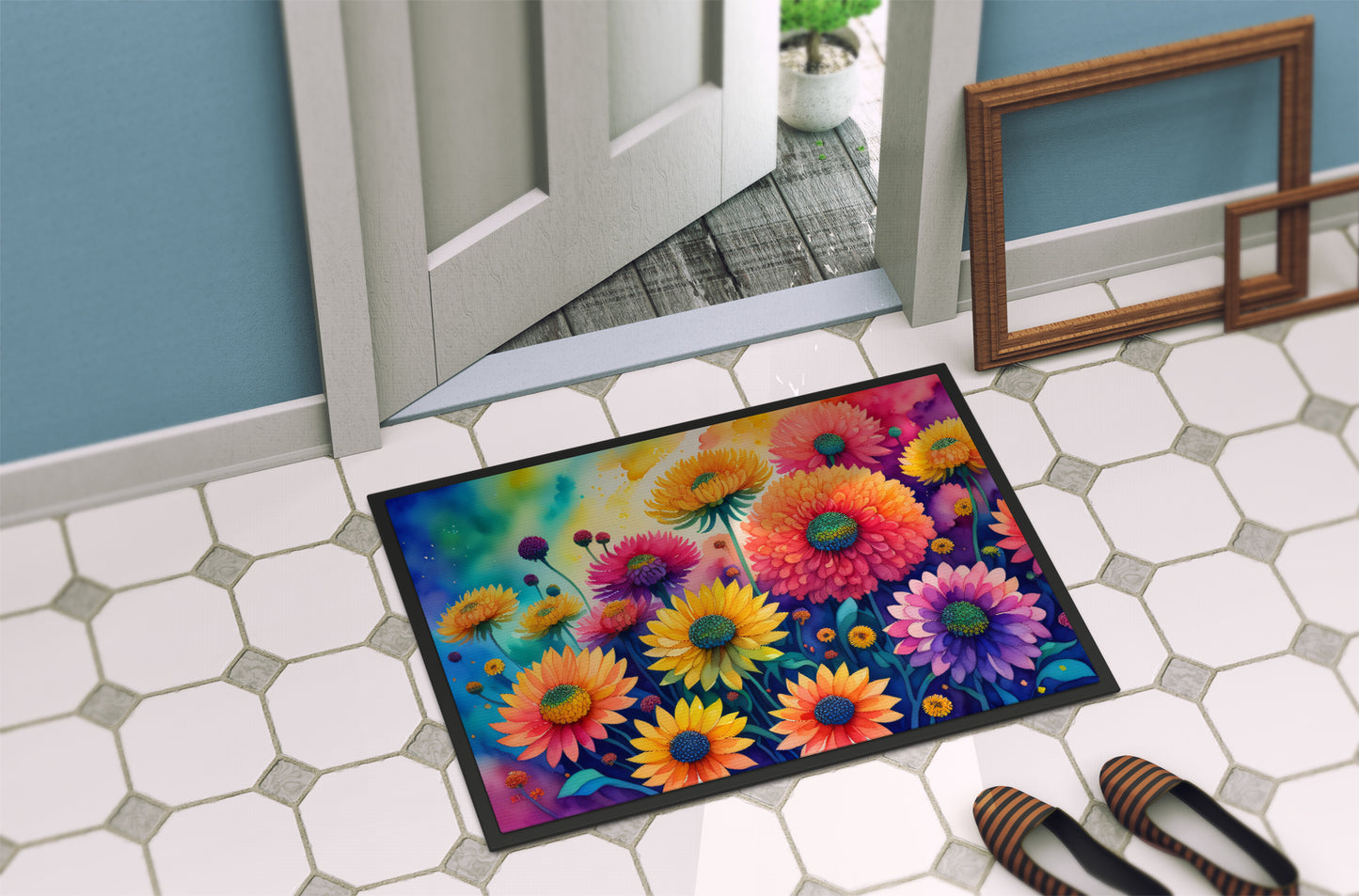 Chrysanthemums in Color Doormat