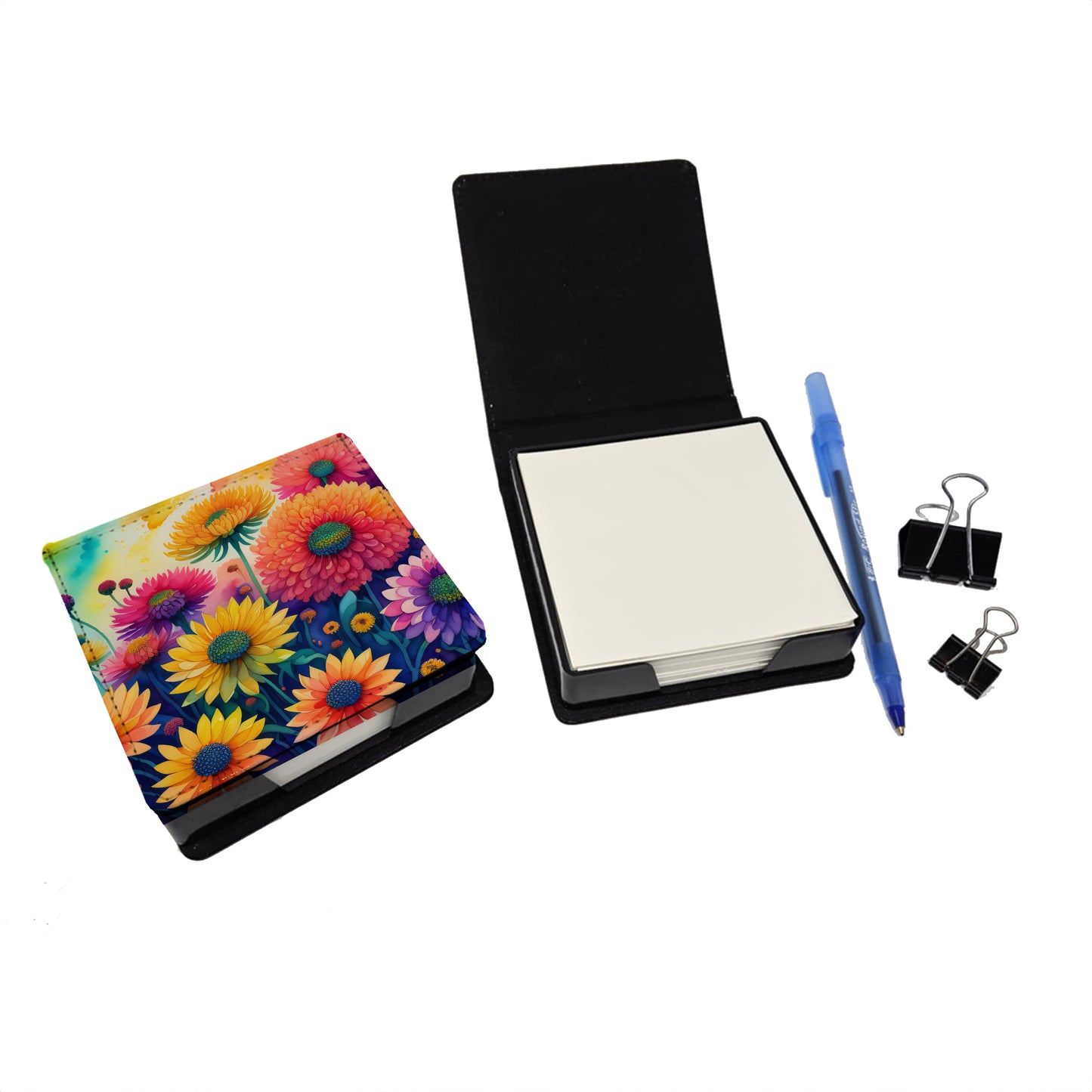 Chrysanthemums in Color PU Leather Note Paper Holder