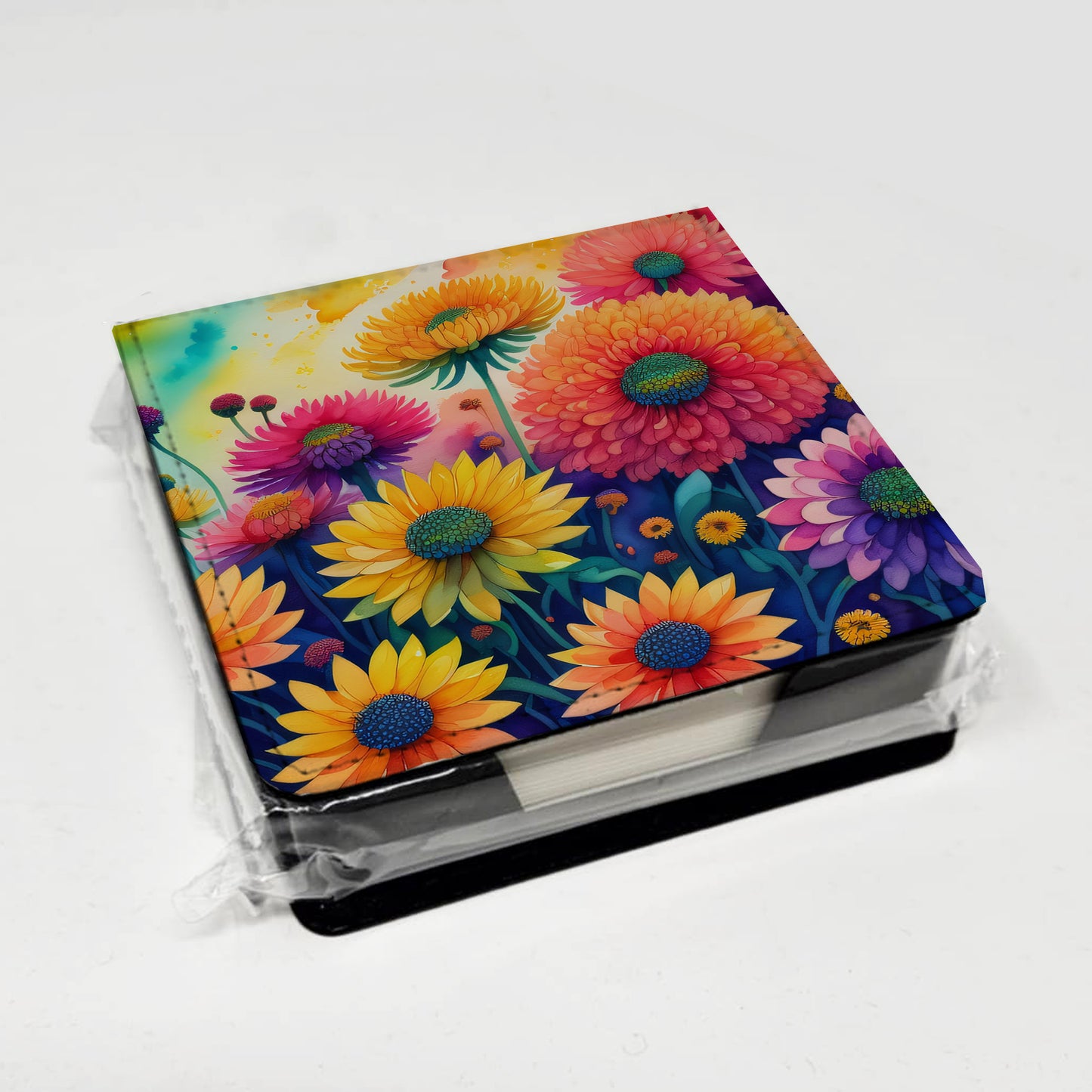Chrysanthemums in Color PU Leather Note Paper Holder