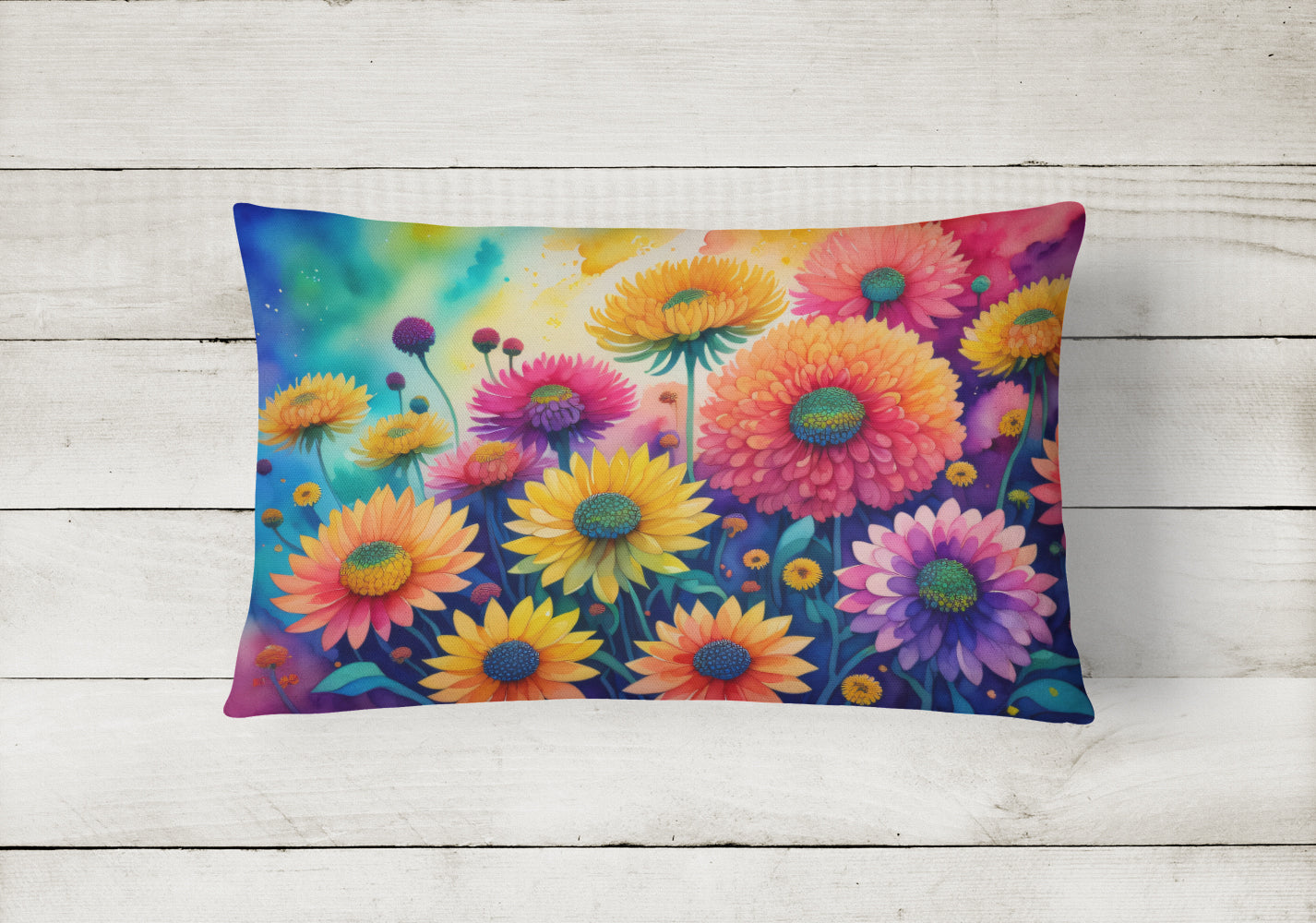 Chrysanthemums in Color Throw Pillow