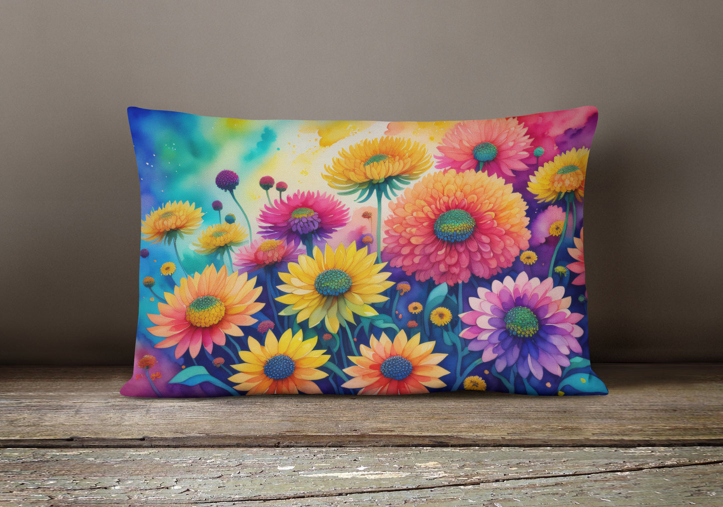 Chrysanthemums in Color Throw Pillow