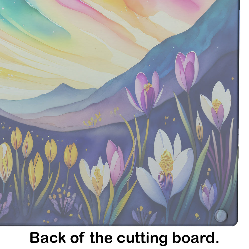 Crocus in Color Glass Cutting Board