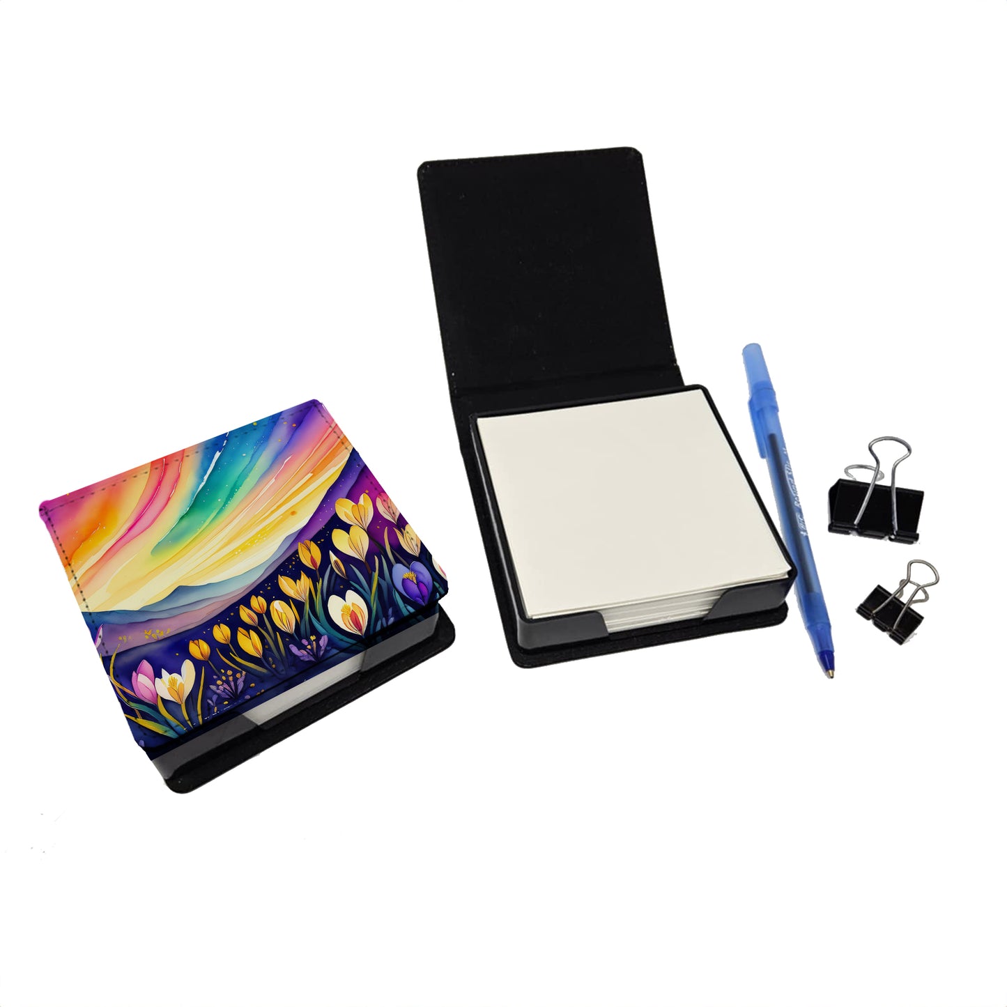 Crocus in Color PU Leather Note Paper Holder