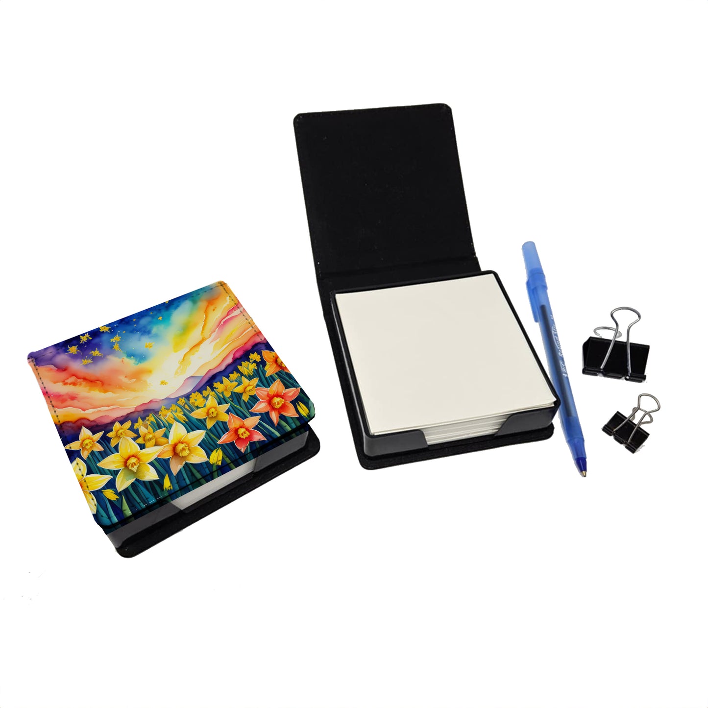 Daffodils in Color PU Leather Note Paper Holder