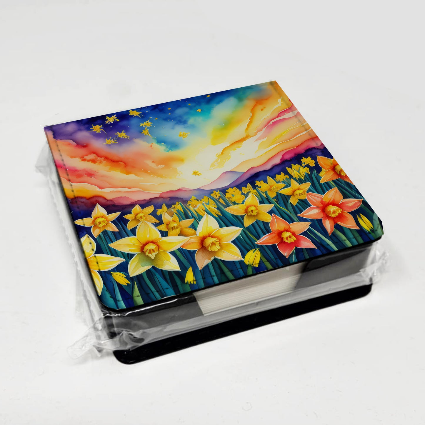 Daffodils in Color PU Leather Note Paper Holder