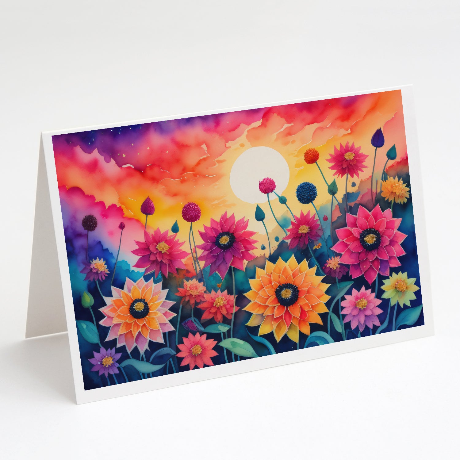 Buy this Dahlias in Color Greeting Cards Pack of 8