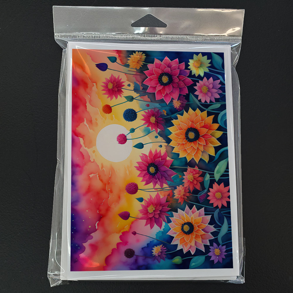 Dahlias in Color Greeting Cards Pack of 8