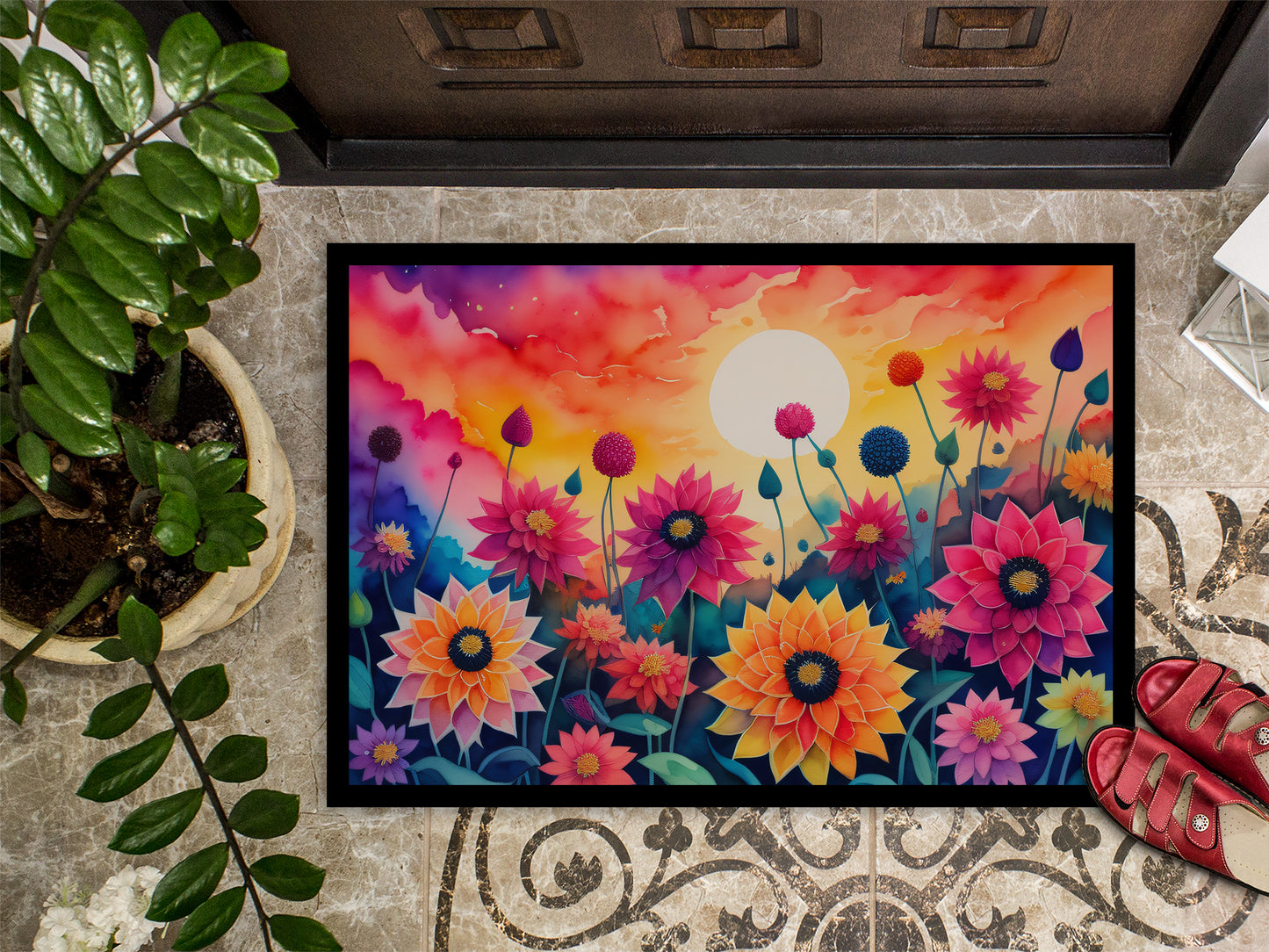 Dahlias in Color Doormat