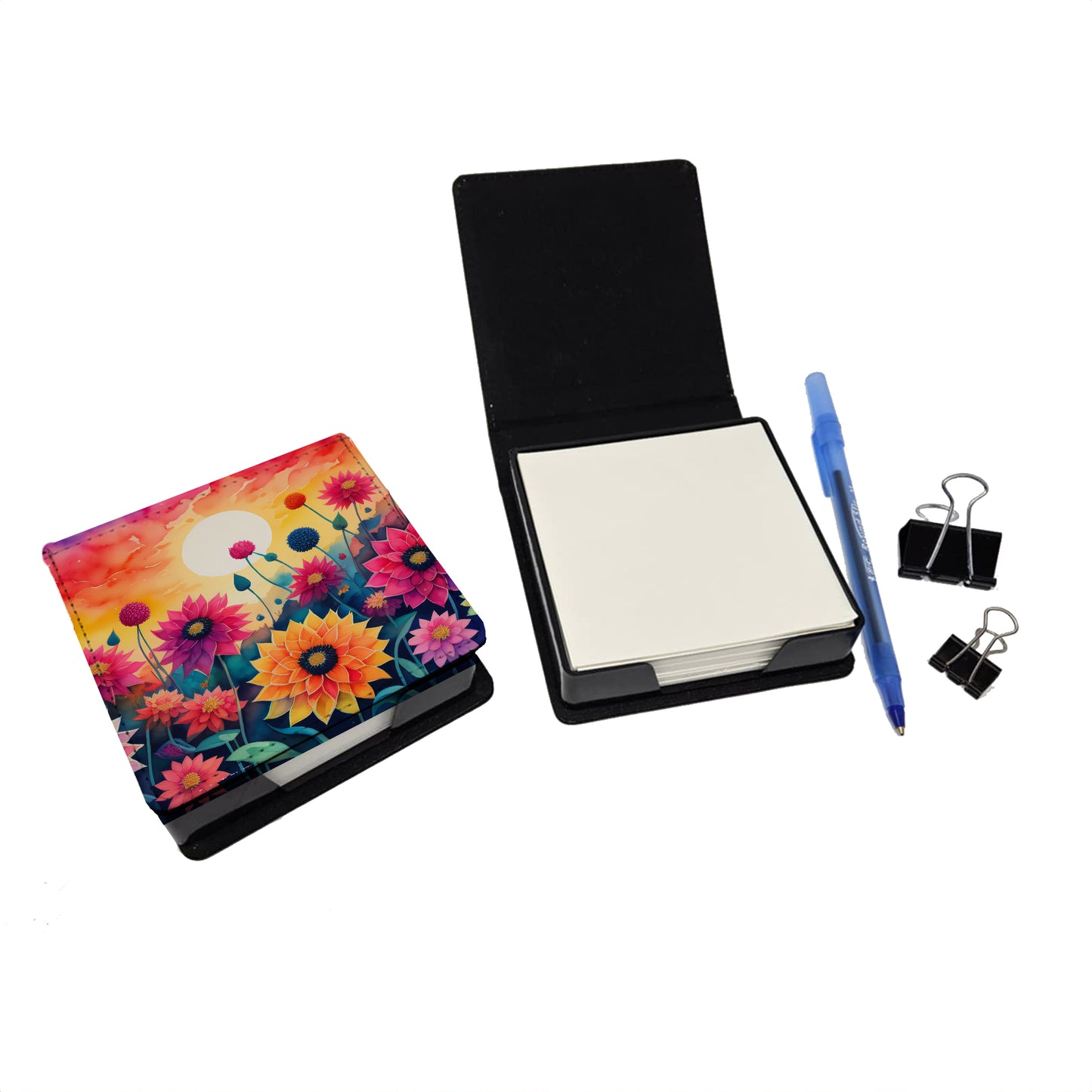 Dahlias in Color PU Leather Note Paper Holder