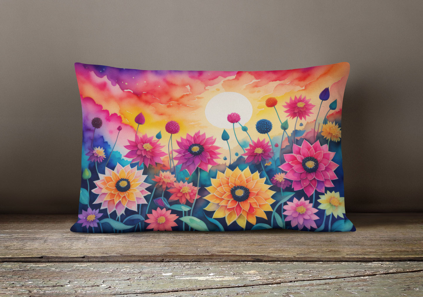 Dahlias in Color Throw Pillow